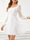 Swiss Dot Long Sleeve Mini Dress - Blushé Belle