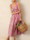 Floral Print Ruffled Midi Dress with Pockets - Blushé Belle
