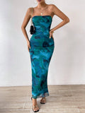 Printed Side Slit Tube Dress - Blushé Belle